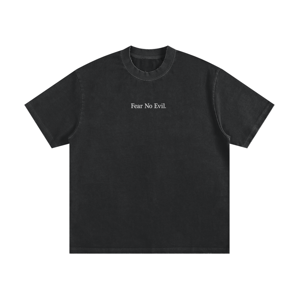 FEAR NO EVIL Heavyweight Vintage Washed Frayed T-Shirt