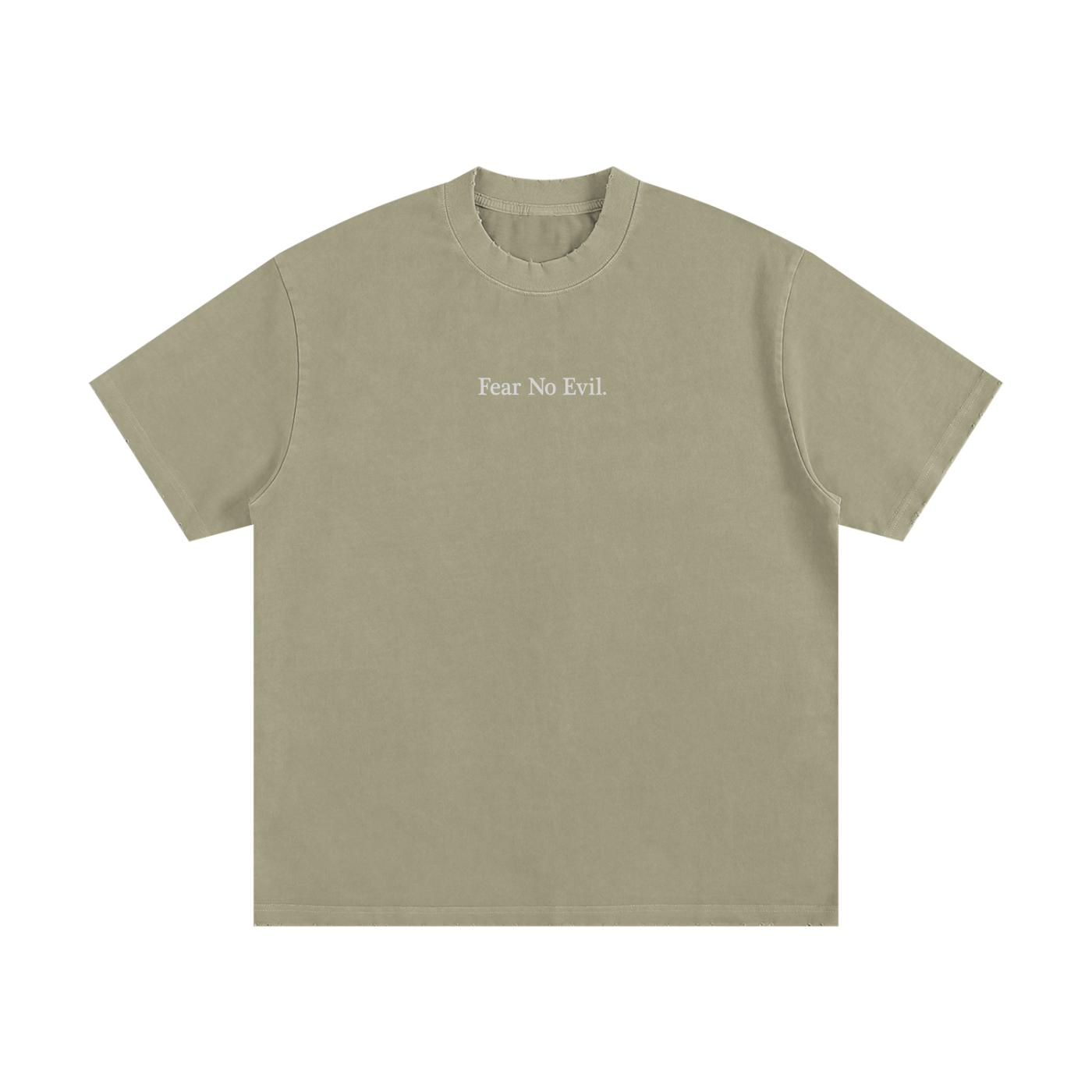 FEAR NO EVIL Heavyweight Vintage Washed Frayed T-Shirt